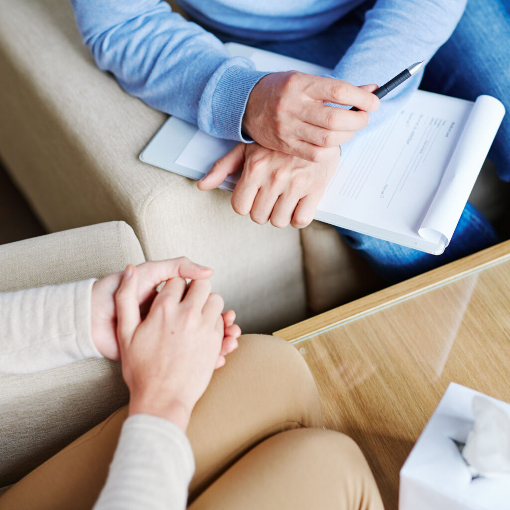 Psychologist listening to patient